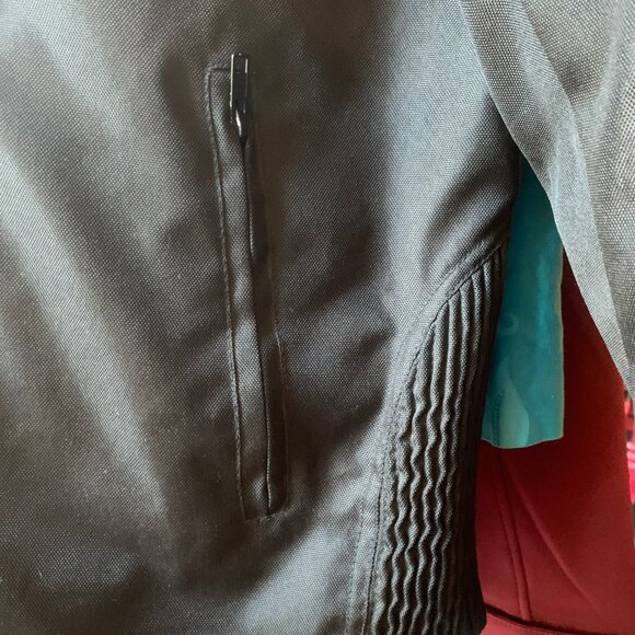 Motorcycle Jacket, Black with Orange Accents & Removable Quilted Liner, Medium - Picture 2 of 6